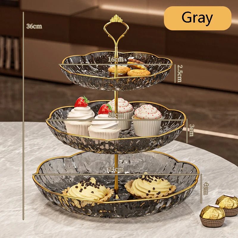 3 - Tier Luxury Cupcake Stand – Elegant Dessert Display & Fruit Tray - Hizoni