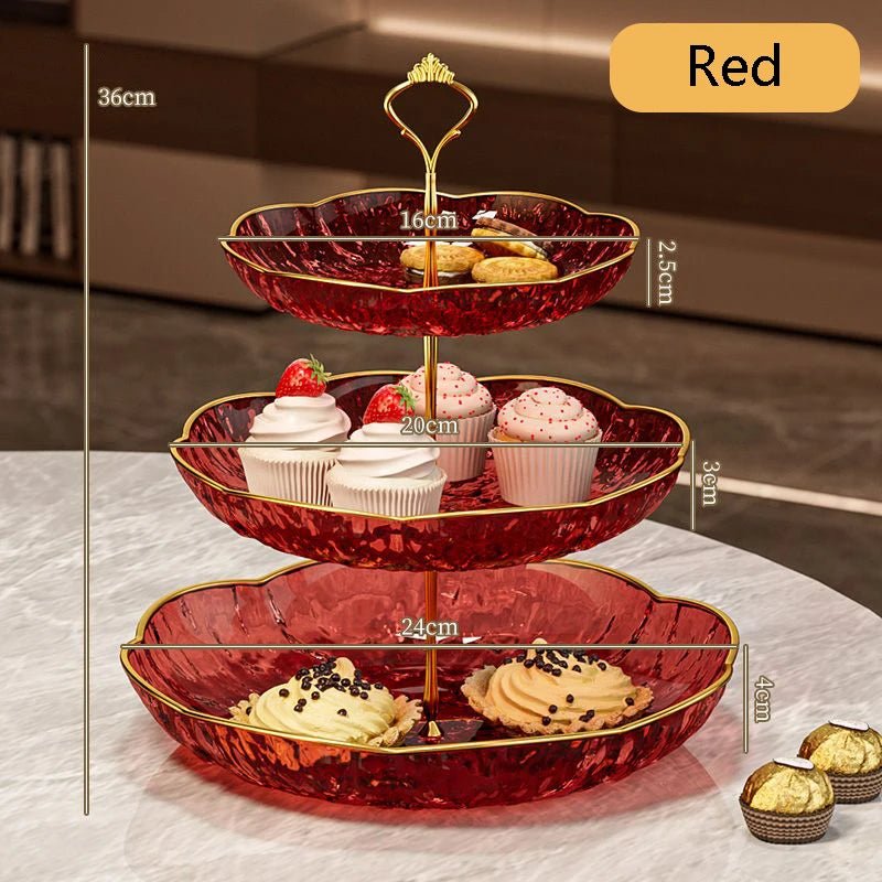 3 - Tier Luxury Cupcake Stand – Elegant Dessert Display & Fruit Tray - Hizoni