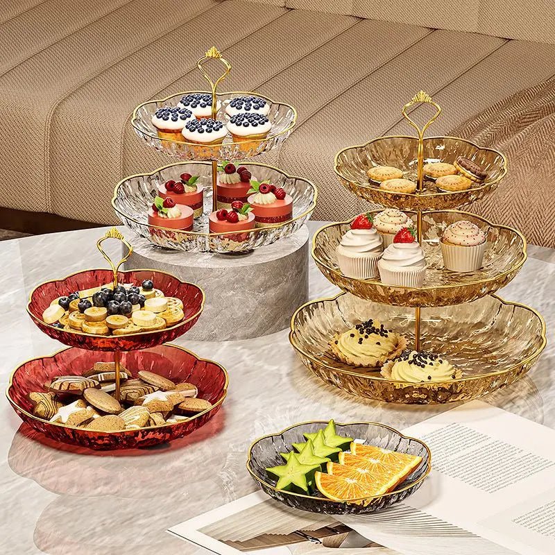 3 - Tier Luxury Cupcake Stand – Elegant Dessert Display & Fruit Tray - Hizoni