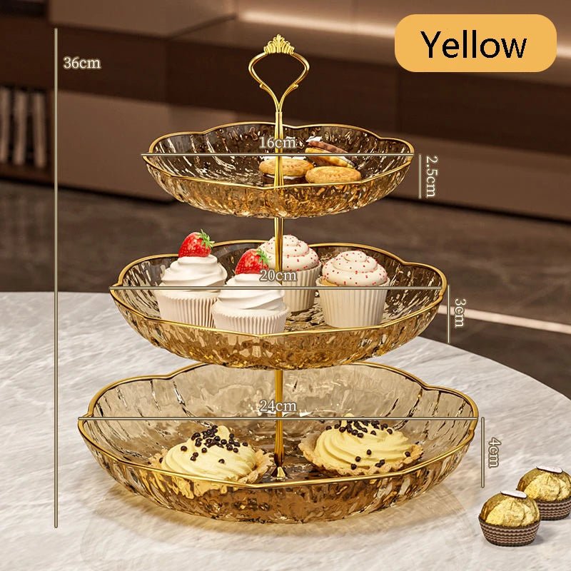 3 - Tier Luxury Cupcake Stand – Elegant Dessert Display & Fruit Tray - Hizoni