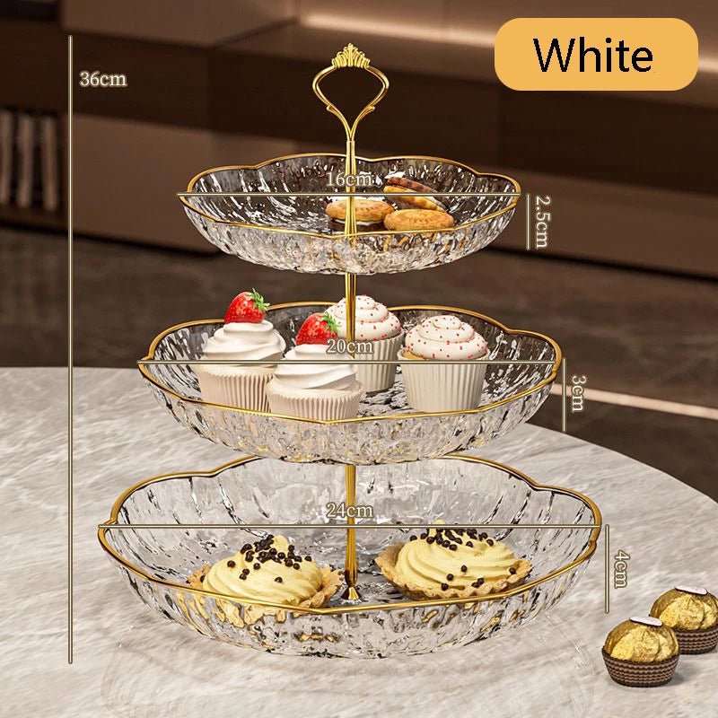 3 - Tier Luxury Cupcake Stand – Elegant Dessert Display & Fruit Tray - Hizoni
