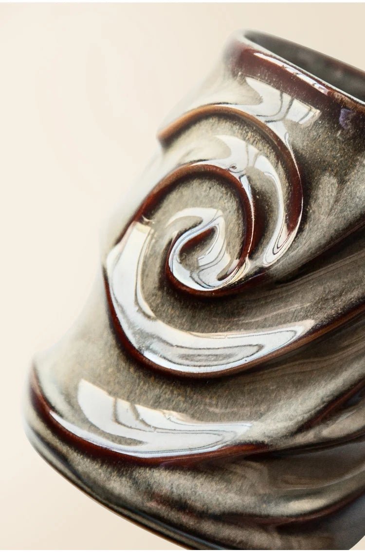 500ml Spiral Ceramic Coffee Mug – Large Handcrafted Artistic Tea Cup - Hizoni