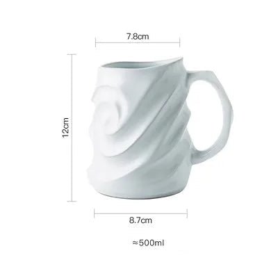 500ml Spiral Ceramic Coffee Mug – Large Handcrafted Artistic Tea Cup - Hizoni