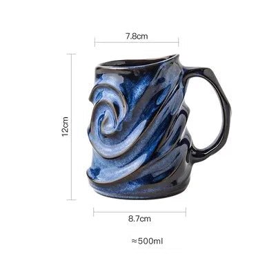 500ml Spiral Ceramic Coffee Mug – Large Handcrafted Artistic Tea Cup - Hizoni