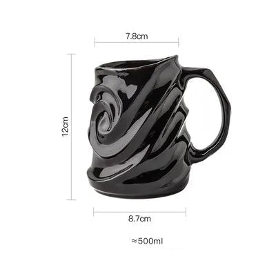 500ml Spiral Ceramic Coffee Mug – Large Handcrafted Artistic Tea Cup - Hizoni