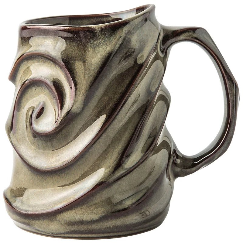 500ml Spiral Ceramic Coffee Mug – Large Handcrafted Artistic Tea Cup - Hizoni