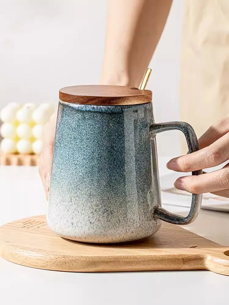 650ml Europe Retro Ceramic Mug – Large Reactive Glaze Coffee Cup - Hizoni
