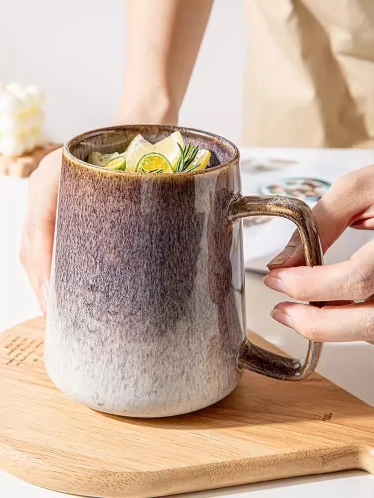 650ml Europe Retro Ceramic Mug – Large Reactive Glaze Coffee Cup - Hizoni