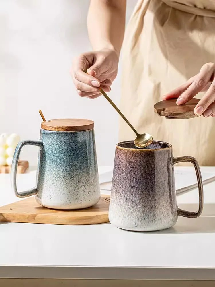 650ml Europe Retro Ceramic Mug – Large Reactive Glaze Coffee Cup - Hizoni