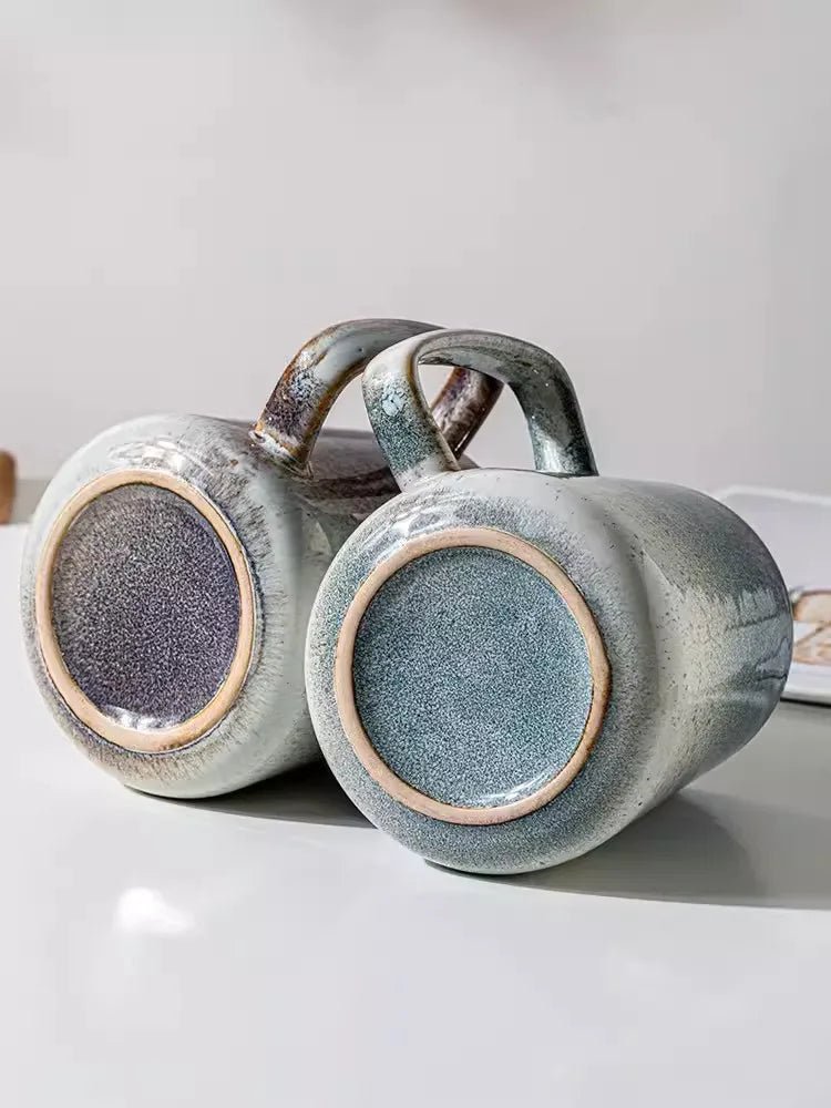 650ml Europe Retro Ceramic Mug – Large Reactive Glaze Coffee Cup - Hizoni