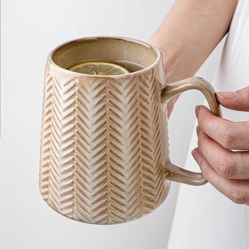 780ml Creative Retro Ceramic Mug – Large Insulated Coffee & Soup Cup - Hizoni