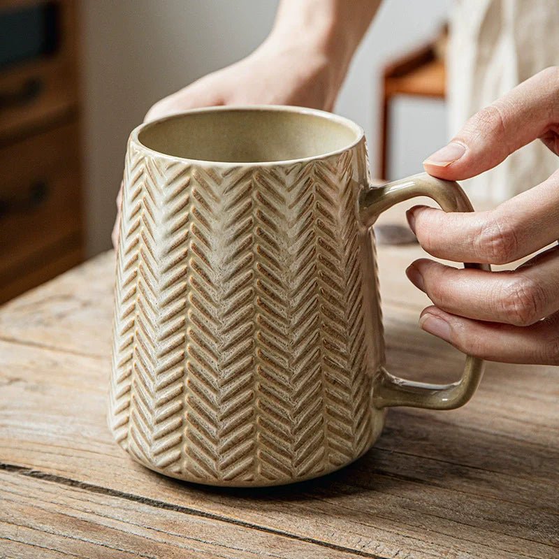 780ml Creative Retro Ceramic Mug – Large Insulated Coffee & Soup Cup - Hizoni