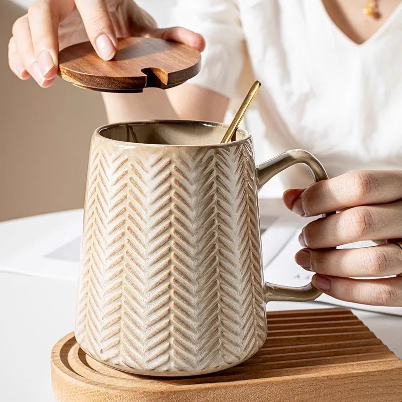 780ml Creative Retro Ceramic Mug – Large Insulated Coffee & Soup Cup - Hizoni