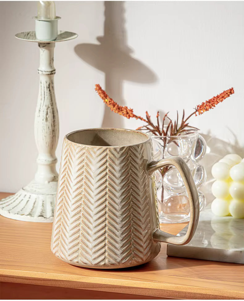 780ml Creative Retro Ceramic Mug – Large Insulated Coffee & Soup Cup