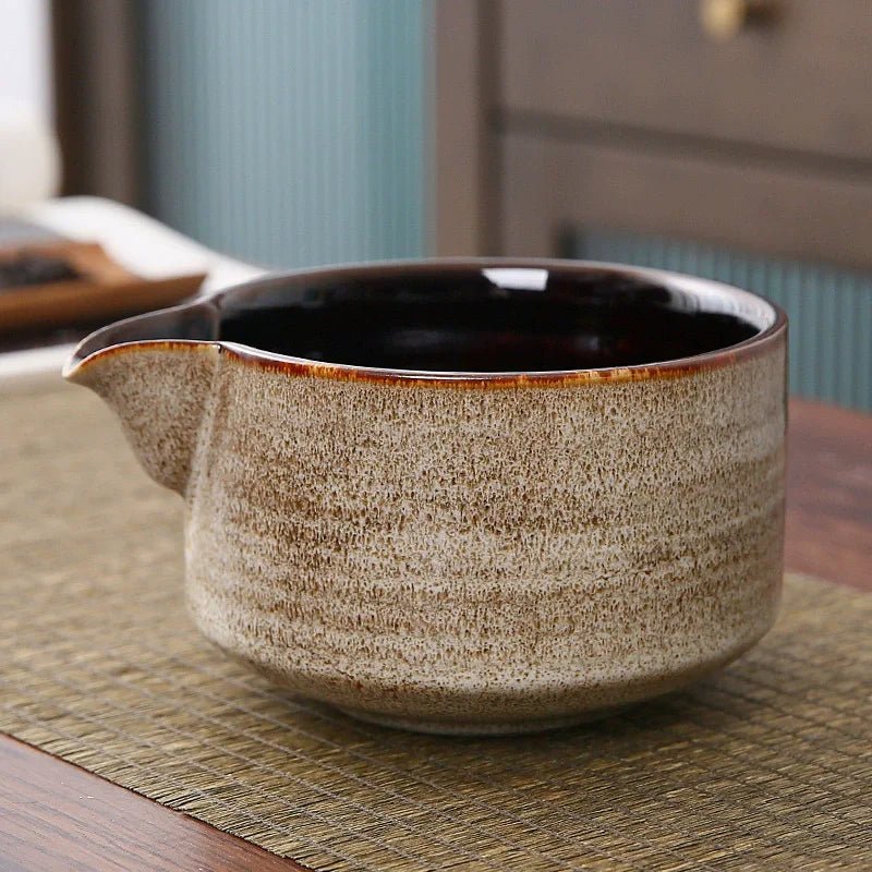 Artisanal Ceramic Serving Set – Handcrafted Bowl with Spout & Multi - Purpose Stand - Hizoni