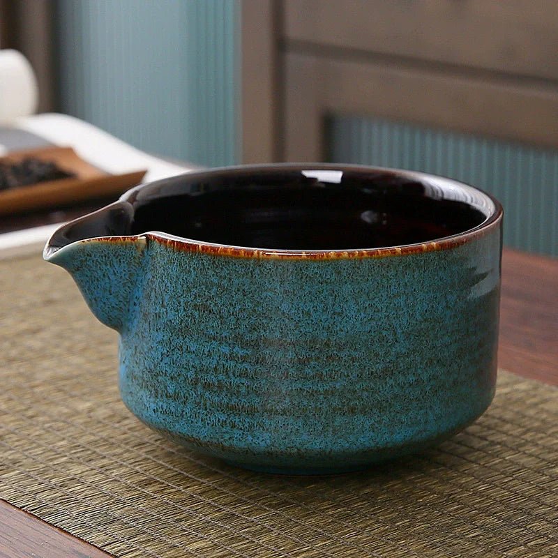 Artisanal Ceramic Serving Set – Handcrafted Bowl with Spout & Multi - Purpose Stand - Hizoni