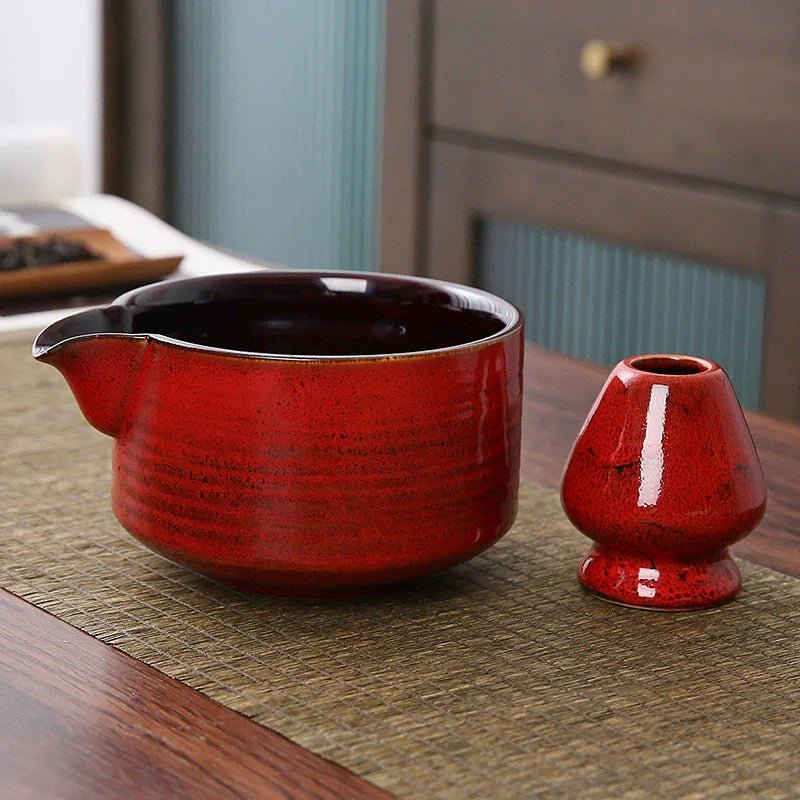 Artisanal Ceramic Serving Set – Handcrafted Bowl with Spout & Multi - Purpose Stand - Hizoni