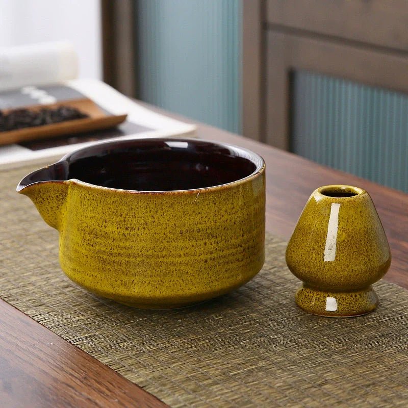 Artisanal Ceramic Serving Set – Handcrafted Bowl with Spout & Multi - Purpose Stand - Hizoni