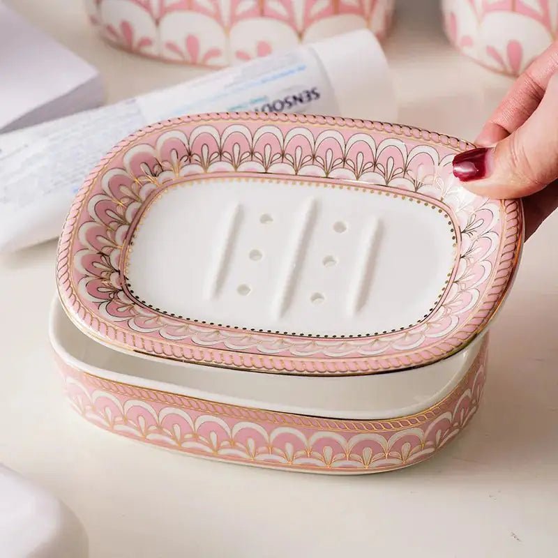 Ceramic Bathroom Accessory Set Modern 5 - Piece Home Set - Hizoni