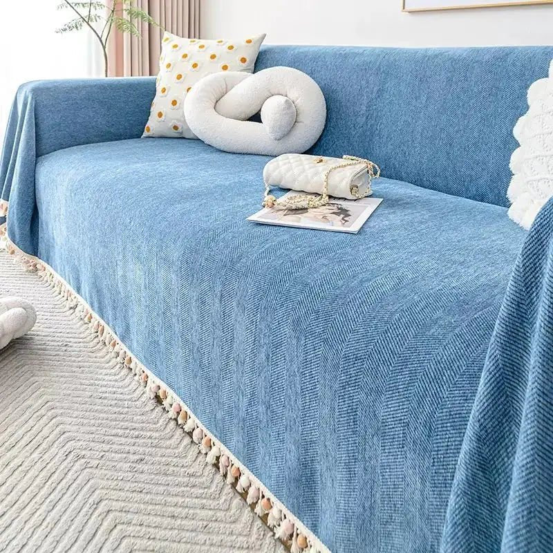 Chenille Sofa Blanket - All - Season Herringbone Cover - Hizoni