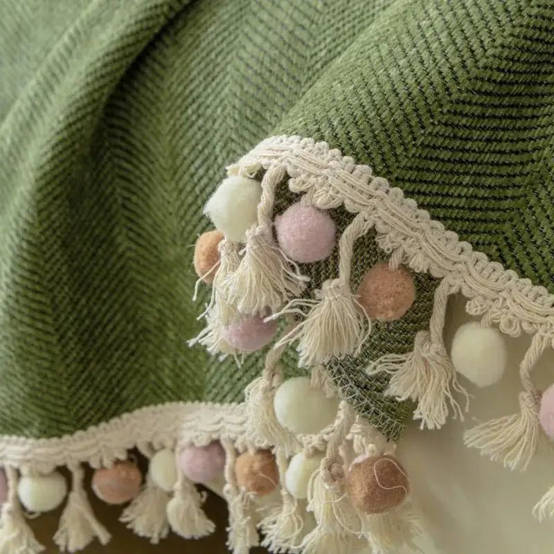 Chenille Sofa Blanket - All - Season Herringbone Cover - Hizoni