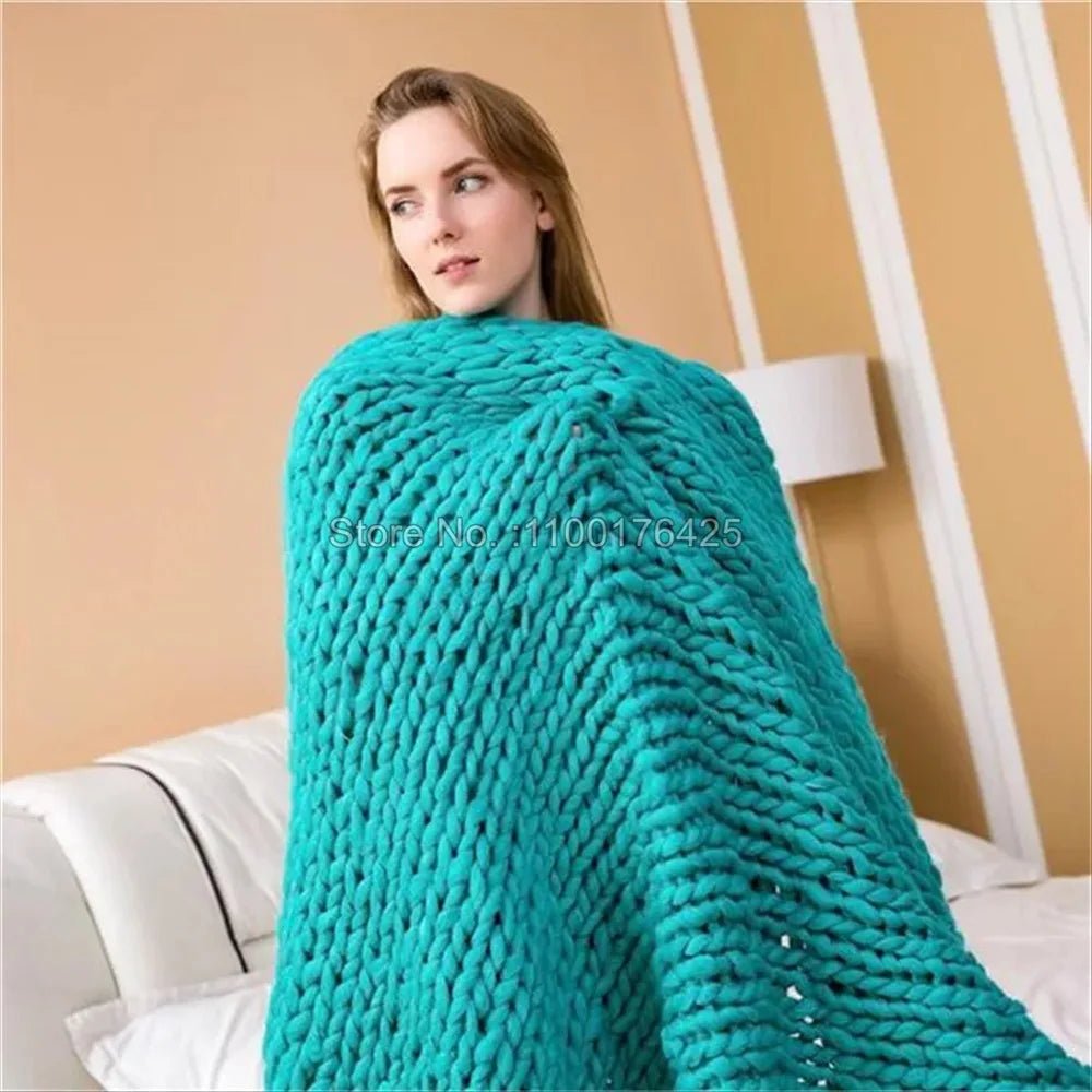 Chunky Knit Blanket - Cozy Home Decor - Hizoni