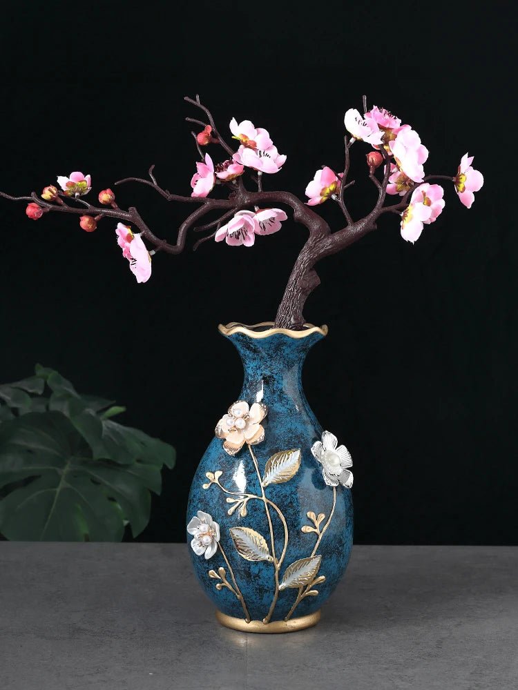 Classic European Floral Vase – Decorative Ceramic Flower Pot - Hizoni