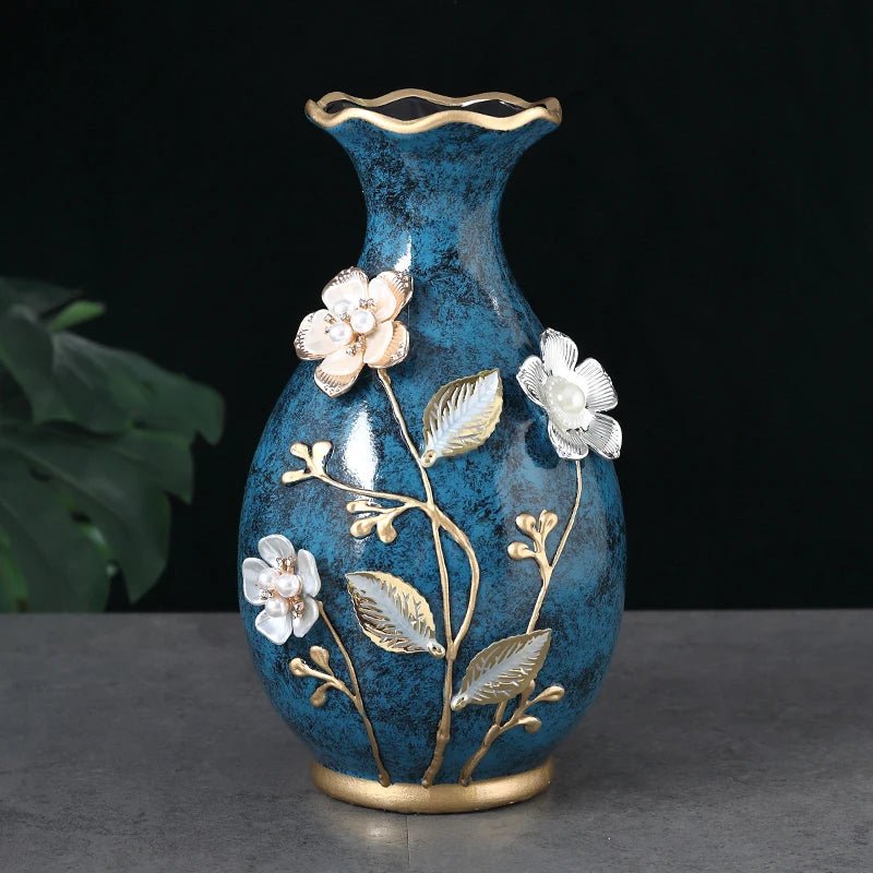 Classic European Floral Vase – Decorative Ceramic Flower Pot - Hizoni