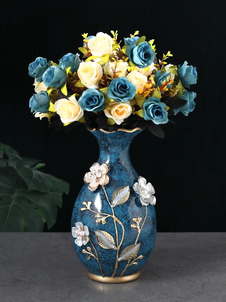 Classic European Floral Vase – Decorative Ceramic Flower Pot - Hizoni