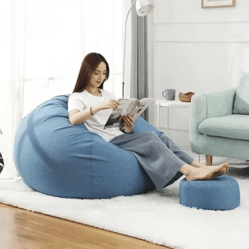Cozy Linen Bean Bag Chair - Hizoni