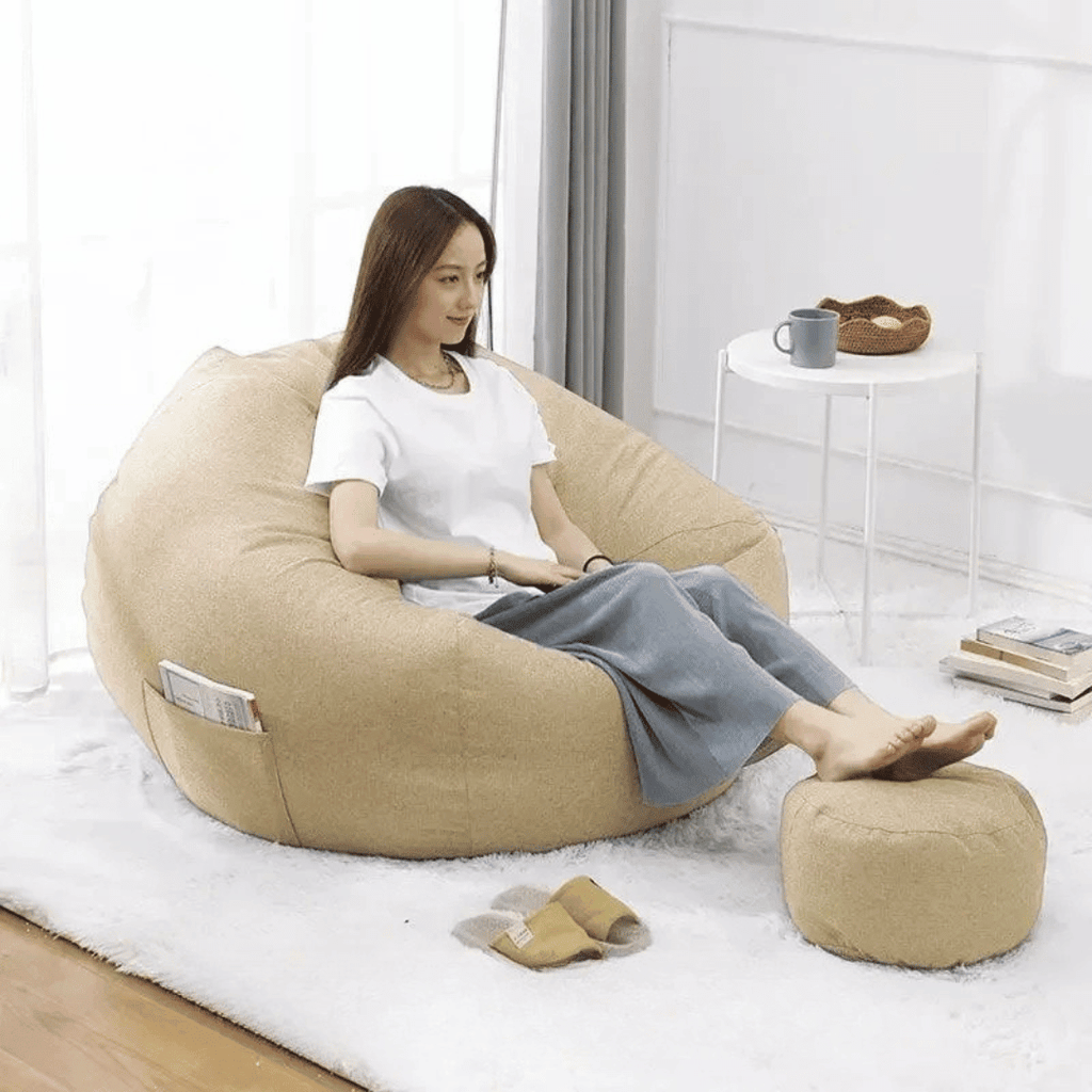 Cozy Linen Bean Bag Chair - Hizoni