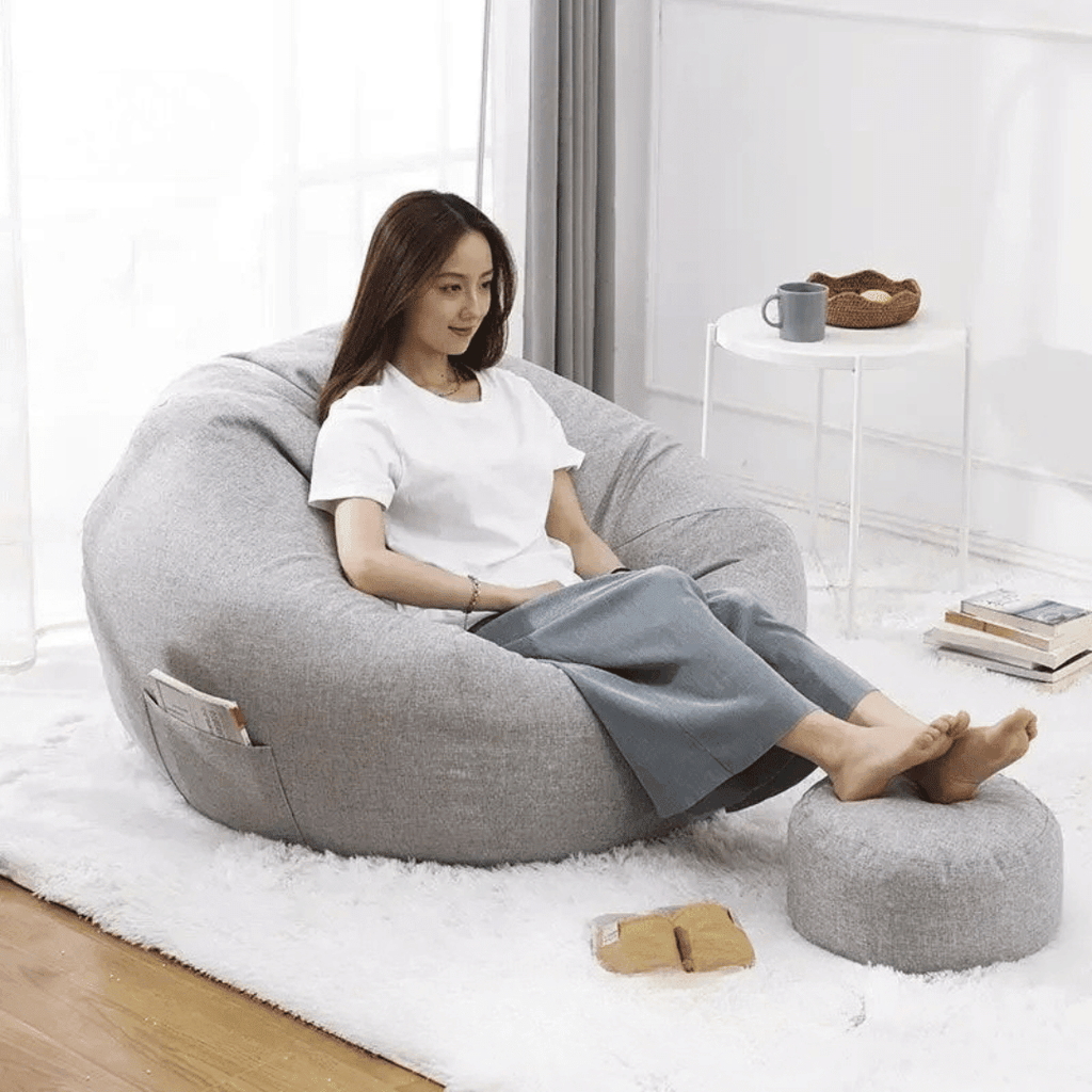 Cozy Linen Bean Bag Chair - Hizoni