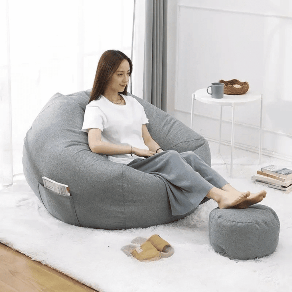 Cozy Linen Bean Bag Chair - Hizoni