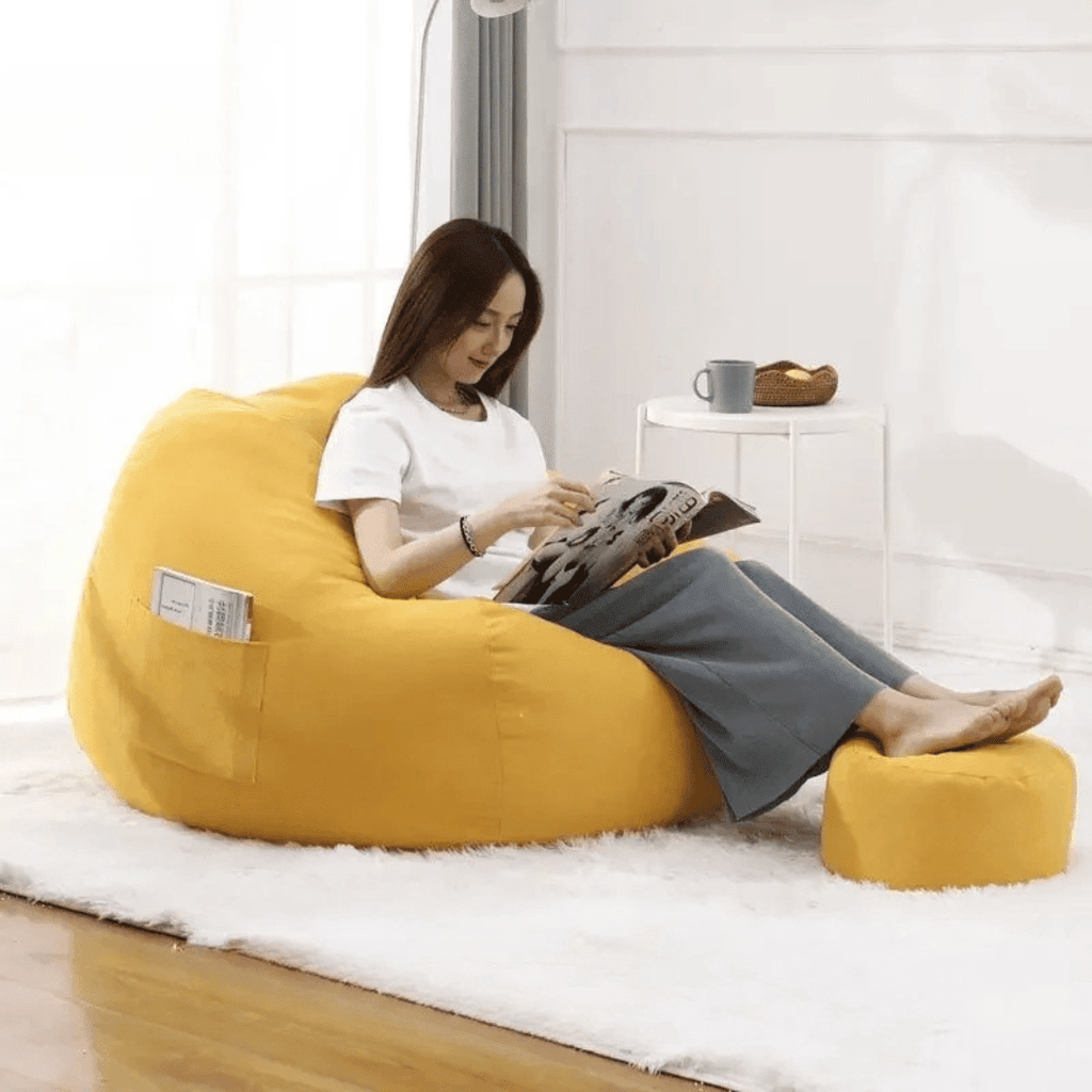 Cozy Linen Bean Bag Chair - Hizoni