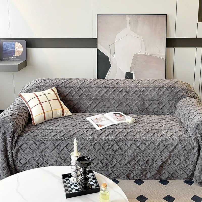 Cozy Taffeta Fleece Sofa Blanket - Soft & Stylish Cover - Hizoni