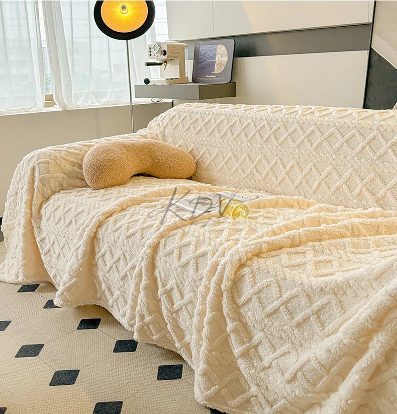 Cozy Taffeta Fleece Sofa Blanket - Soft & Stylish Cover - Hizoni