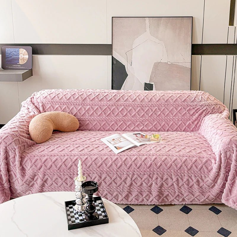 Cozy Taffeta Fleece Sofa Blanket - Soft & Stylish Cover - Hizoni