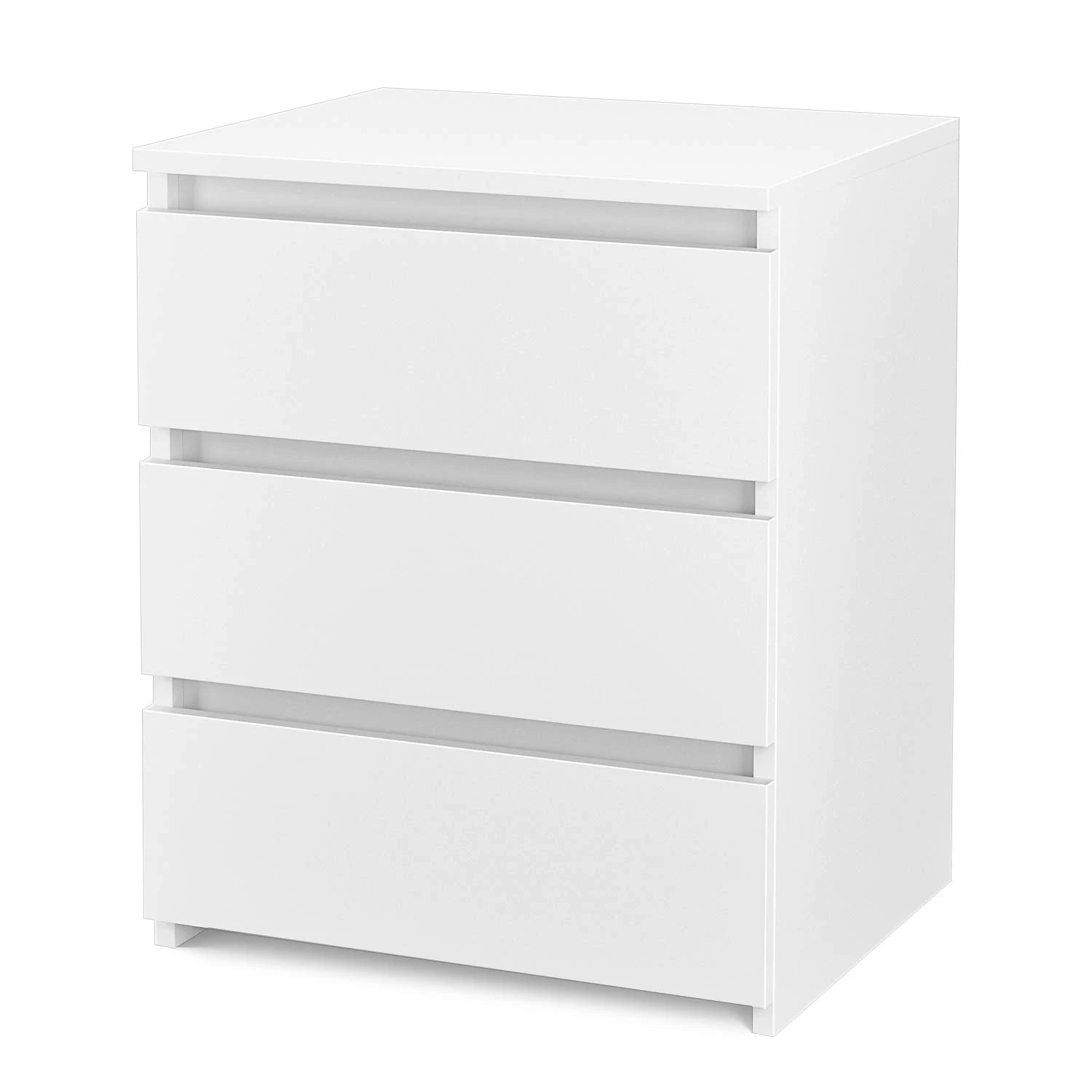 Elegant White Nightstand with Drawers - Hizoni