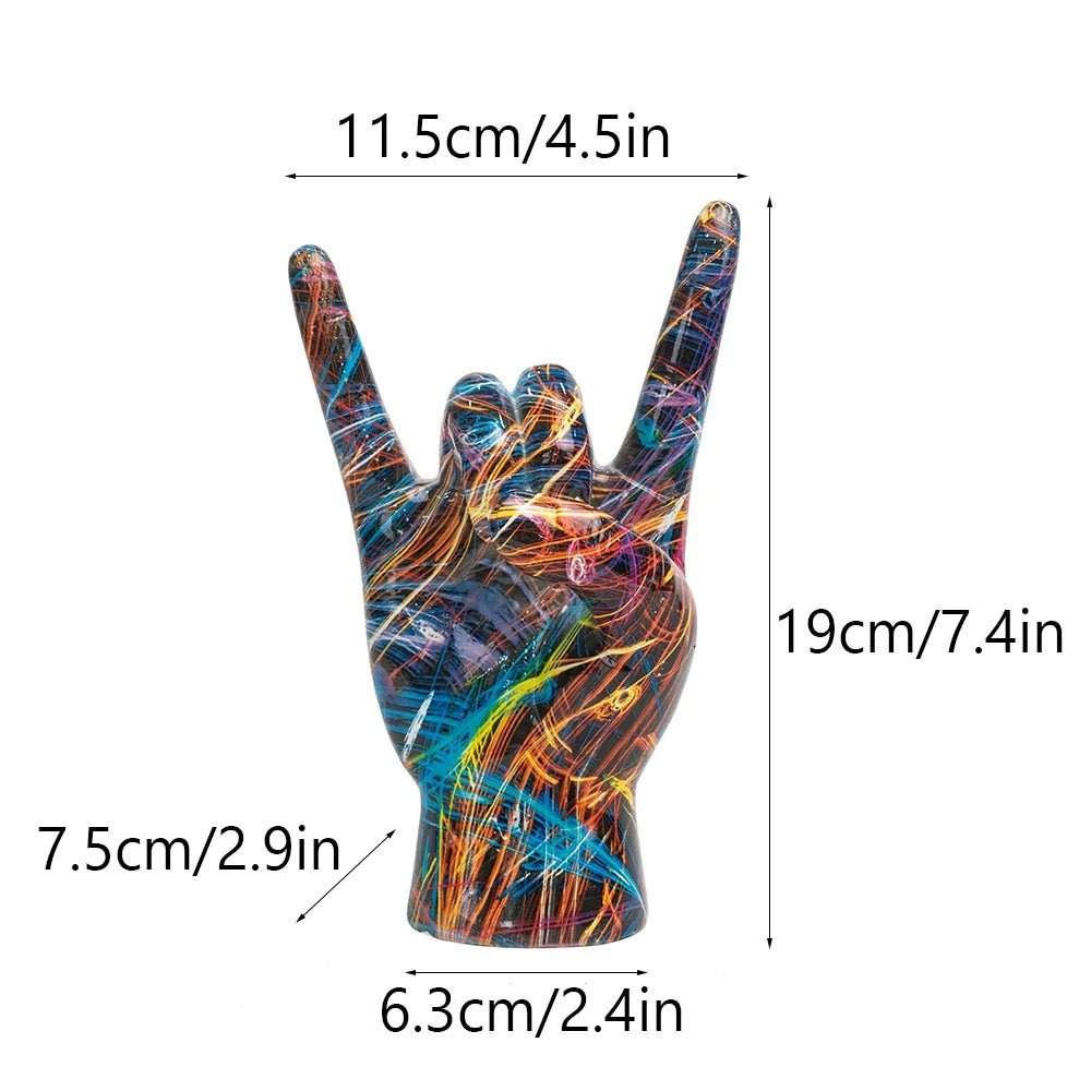 Graffiti Rock On Hand Figurine – Pop Art Rock and Roll Hand Statue - Hizoni
