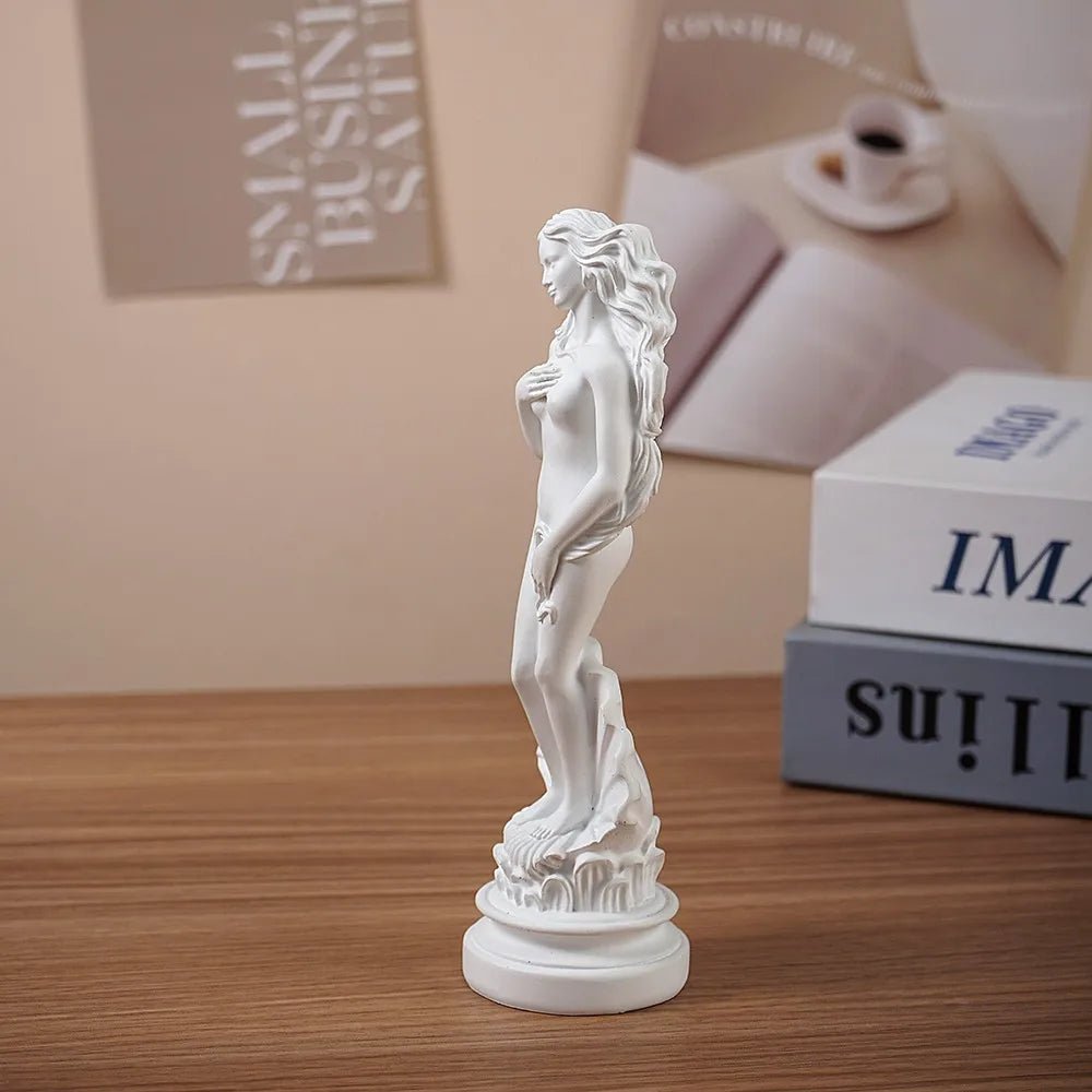 Greek Goddess Aphrodite Statue – Venus de Milo Style White Resin Art - Hizoni