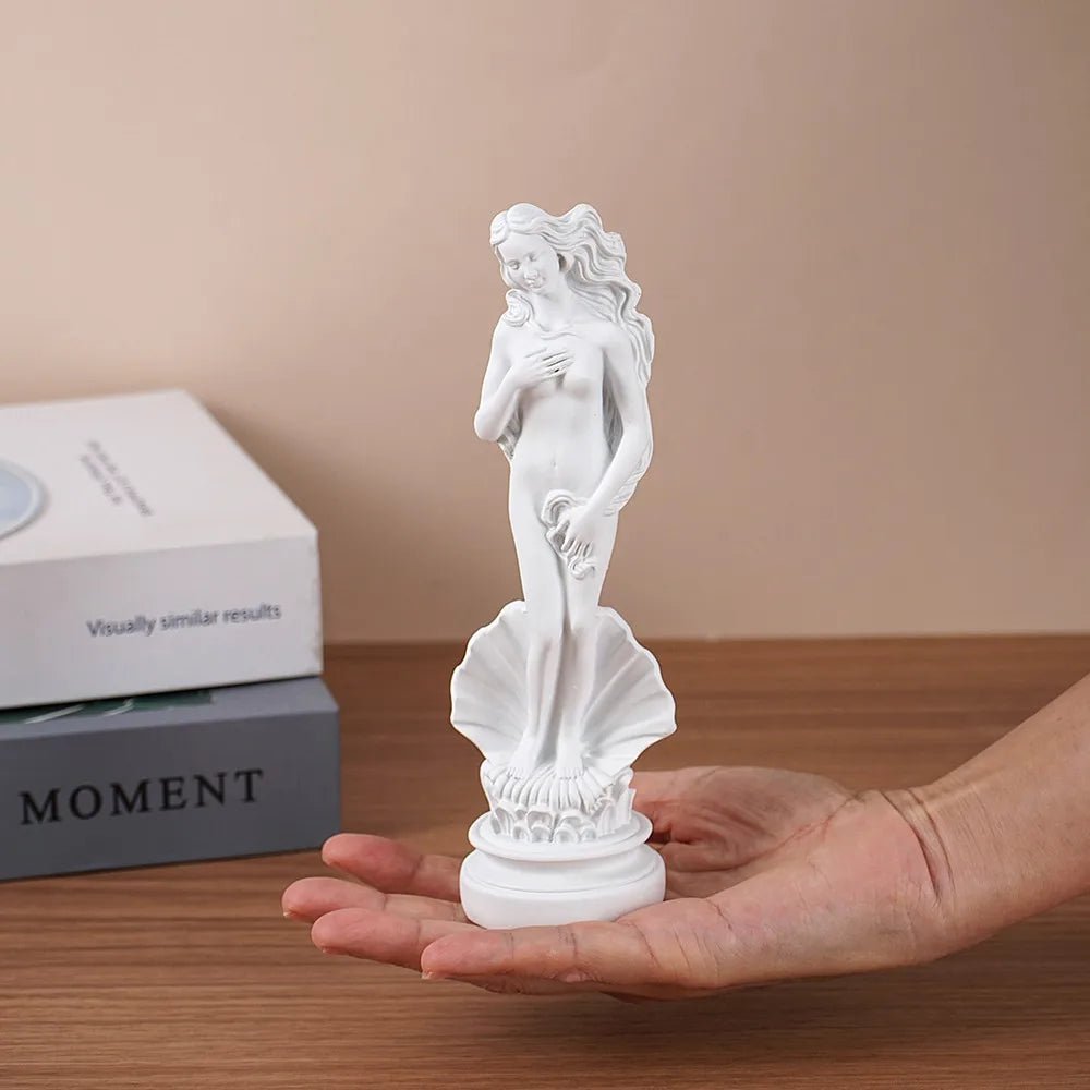 Greek Goddess Aphrodite Statue – Venus de Milo Style White Resin Art - Hizoni
