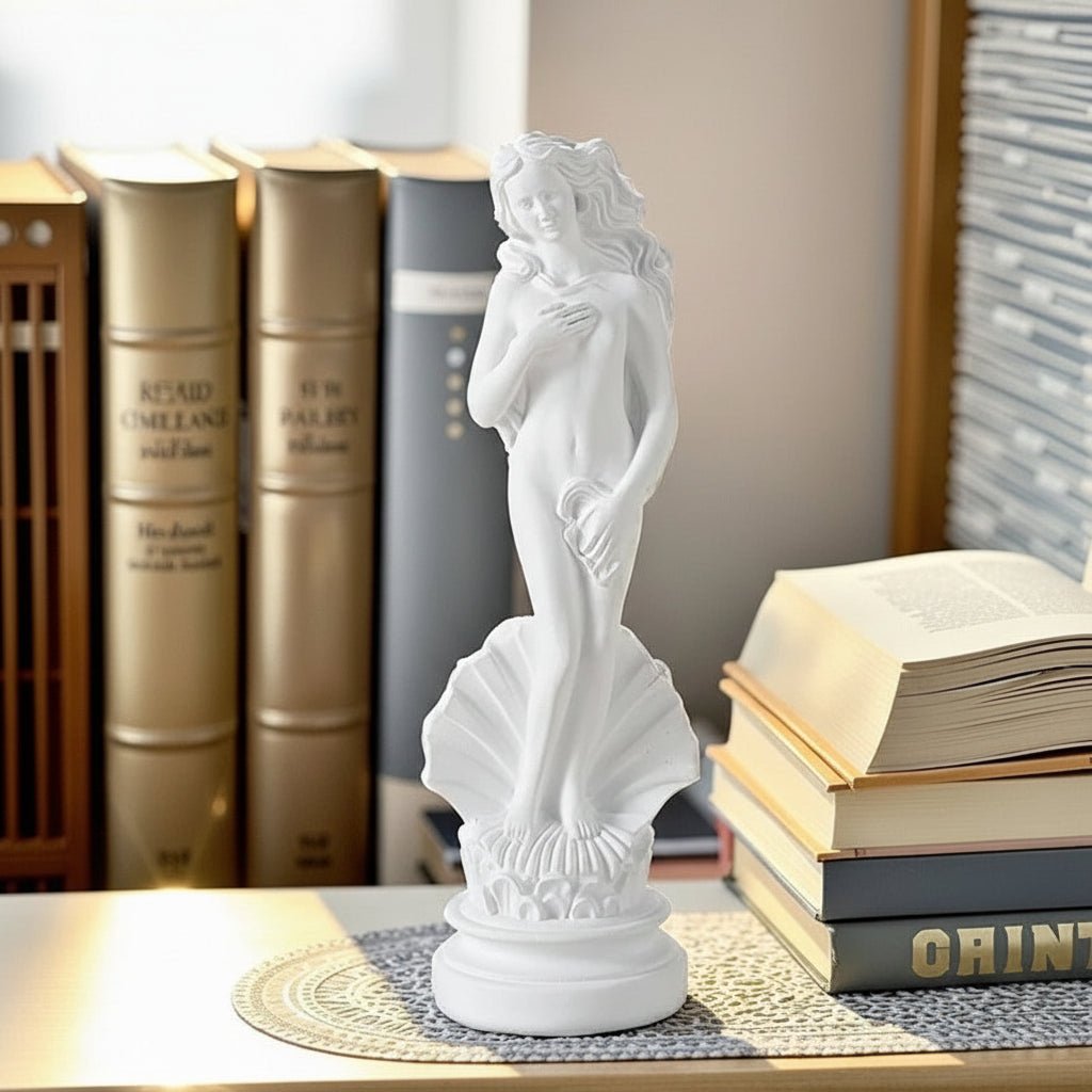 Greek Goddess Aphrodite Statue – Venus de Milo Style White Resin Art - Hizoni