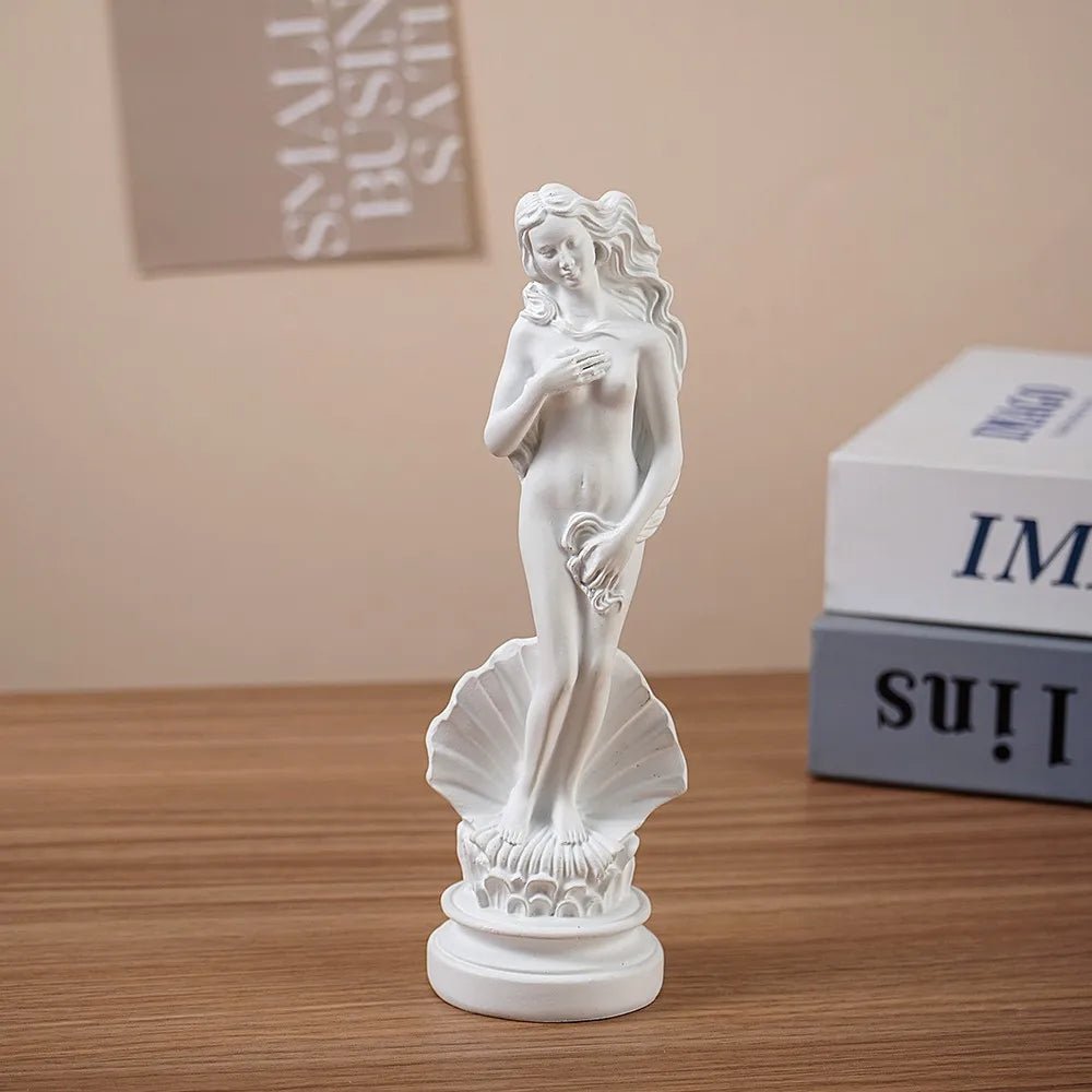 Greek Goddess Aphrodite Statue – Venus de Milo Style White Resin Art - Hizoni