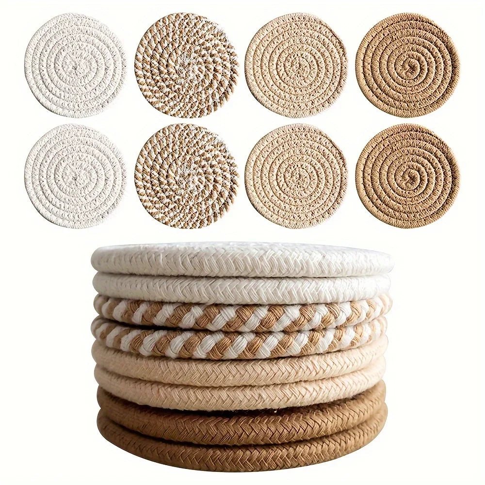 Handmade Braided Rope Coasters – Absorbent & Heat Resistant - Hizoni