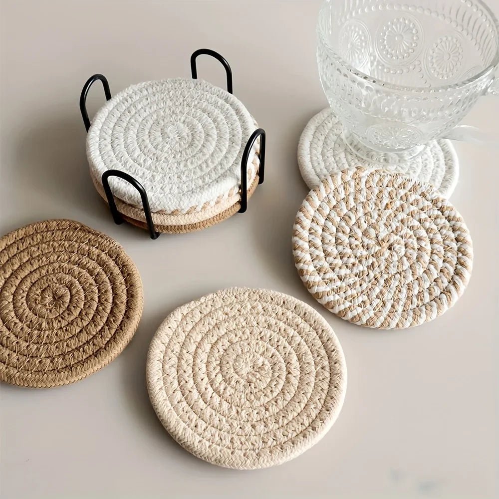 Handmade Braided Rope Coasters – Absorbent & Heat Resistant - Hizoni
