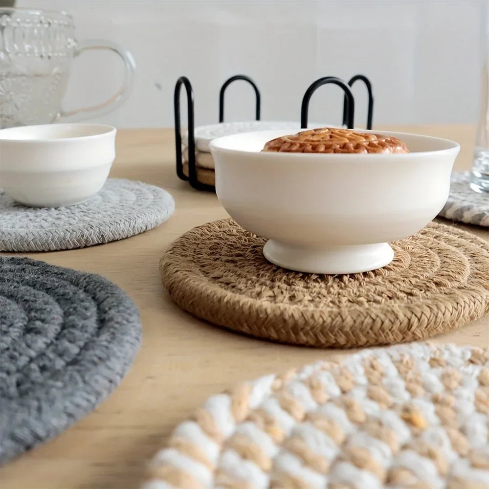 Handmade Braided Rope Coasters – Absorbent & Heat Resistant - Hizoni