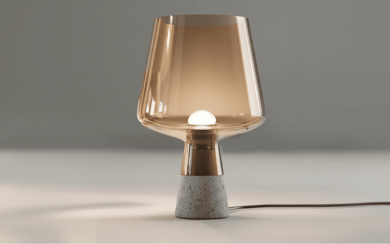 Industrial Cement Table Lamp – Modern Smoke Grey Glass Desk Light - Hizoni