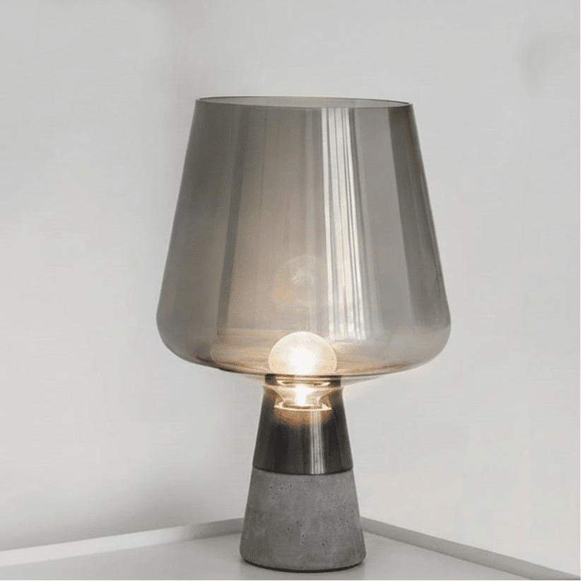 Industrial Cement Table Lamp – Modern Smoke Grey Glass Desk Light - Hizoni