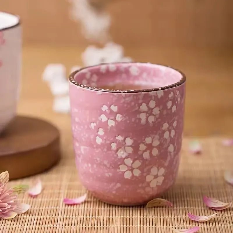Japanese Sakura Ceramic Tea Cup – Pink & White Cherry Blossom Teaware - Hizoni