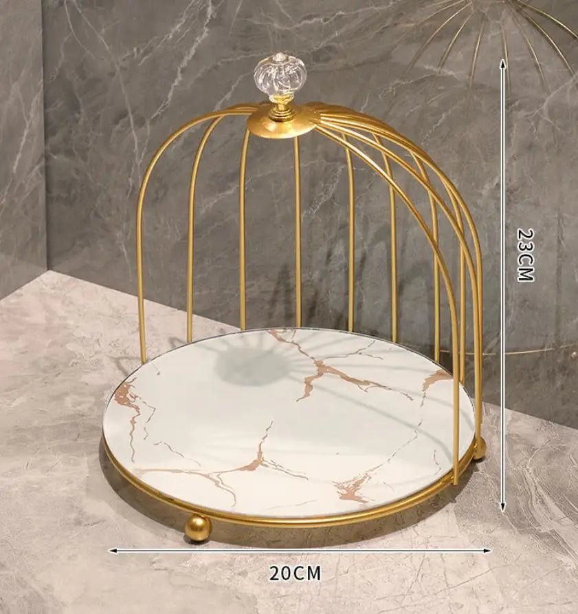 Luxury Birdcage Cosmetic Organiser – Nordic Gold Makeup & Perfume Rack - Hizoni
